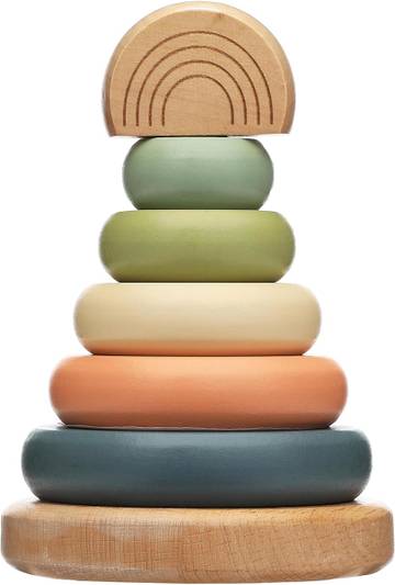 Wooden Rainbow Stacking Ring Toy