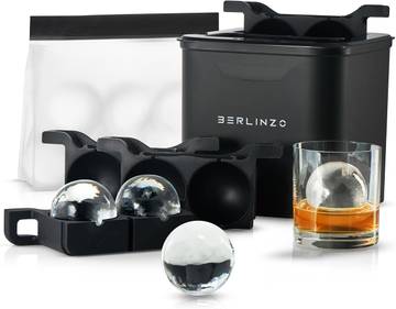 Berlinzo Ice Ball Maker Mold - 4 Clear 2.4in Whiskey Spheres