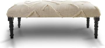 L. R. Resources, Inc. LR Home Off White Tufted Upholstered Bench for Bedroom or Living Room | Striped Modern Accent Bench for End of Bed or Entryway Seating | 47" D x 16" W x 18" H