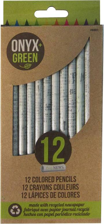 Onyx and Green Recycled Newspaper Pencils