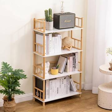 4-Tier Expandable Bamboo Open Bookcase