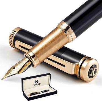 Wordsworth & Black Luxury Fountain Pen Set, 6 Nibs, Black Gold