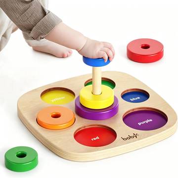 Mer أكدt & Friends Montessori Wooden Stacker & Sorting Rings