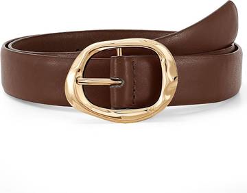 Women's Vegan Leather Belt with Gold-Plated Buckle